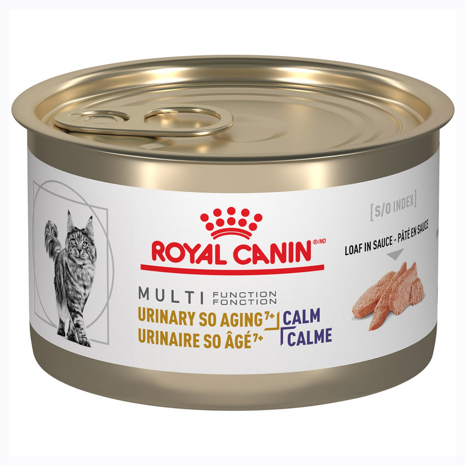 Picture of Royal Canin Veterinary Diet URINARY SO Aging 7+ + CALM Loaf Wet Cat Food - 24 X 145gm cans