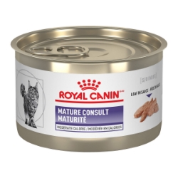 Picture of Royal Canin Veterinary Diet MATURE CONSULT Moderate Calorie Loaf Wet Cat Food - 24 X 145gm cans