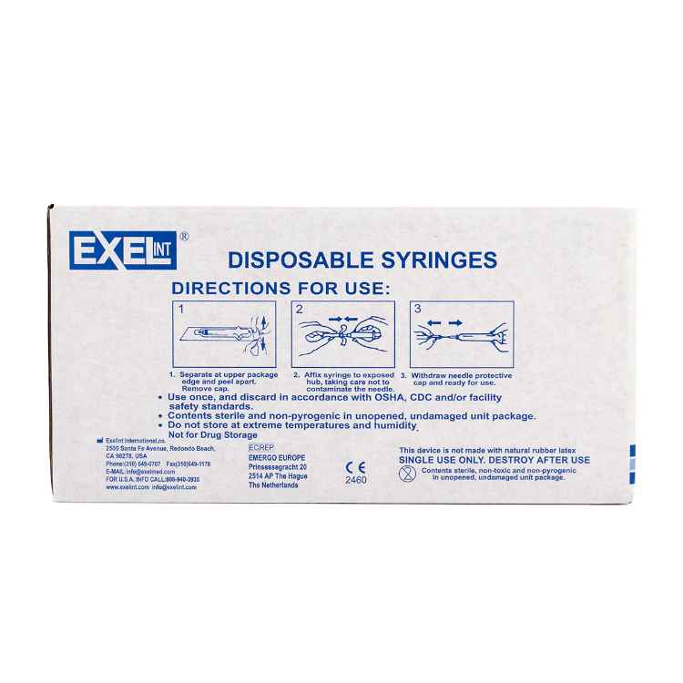 Picture of SYRINGE EXEL 1cc LL w/CAP - 100s
