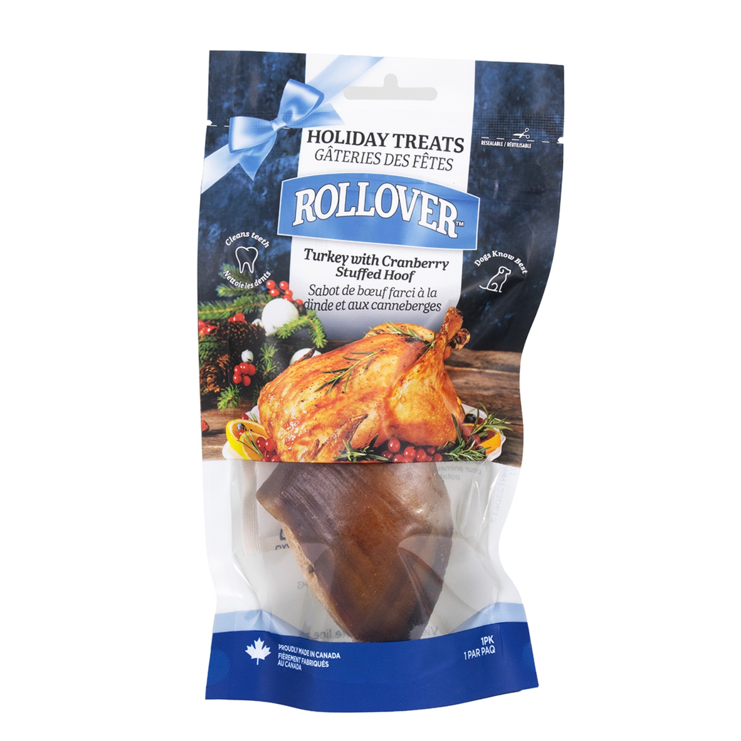 Picture of XMAS TREAT ROLLOVER TURKEY & CRANBERRY STUFFED HOOF - 1/pk