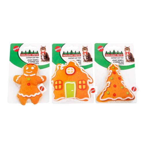 Picture of XMAS HOLIDAY FELINE SPOT CAT GINGERBREAD TOY Assorted - 4in