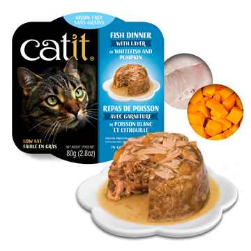 Picture of CATIT FISH DINNER WITH WHITEFISH & PUMPKIN - 6 x 80g