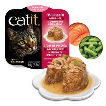 Picture of CATIT FISH DINNER WITH SALMON & GREEN BEANS - 6 x 80g