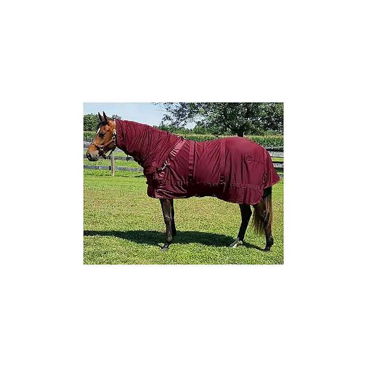 Picture of BACK ON TRACK EQUINE MESH RUG DELUXE with HOOD WINE RED - 75in