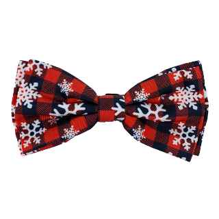 Picture of XMAS CANINE BOW TIE Buffalo & Snowflakes - Small