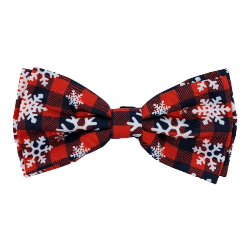 Picture of XMAS CANINE BOW TIE Buffalo & Snowflakes - Small