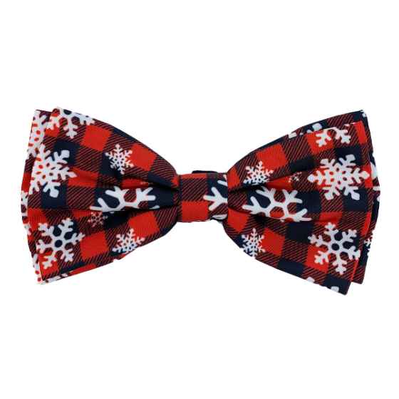 Picture of XMAS CANINE BOW TIE Buffalo & Snowflakes - Small
