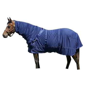 Picture of BACK ON TRACK HORSE MESH RUG w/ HOOD NAVY 81in