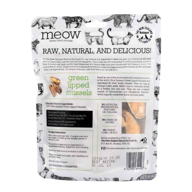 Picture of TREAT FELINE NZ NATURAL MEOW Green Lipped Mussel - 50g/1.76oz