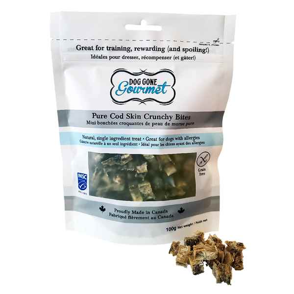 Picture of ROLLOVER DOG GONE GOURMET PURE COD SKIN CRUNCHY BITES - 100g