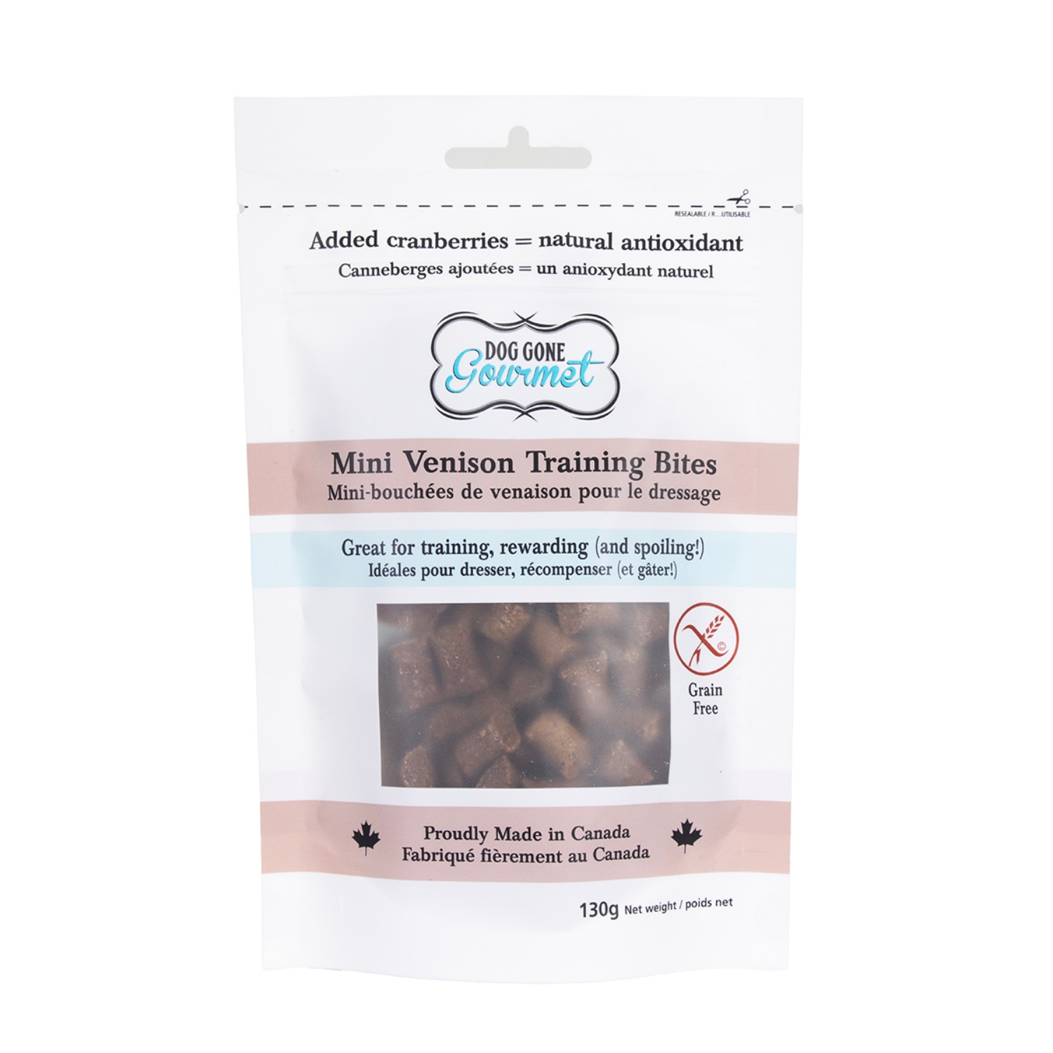 Picture of ROLLOVER DOG GONE GOURMET GF MINI VENISON TRAINING BITES - 130g