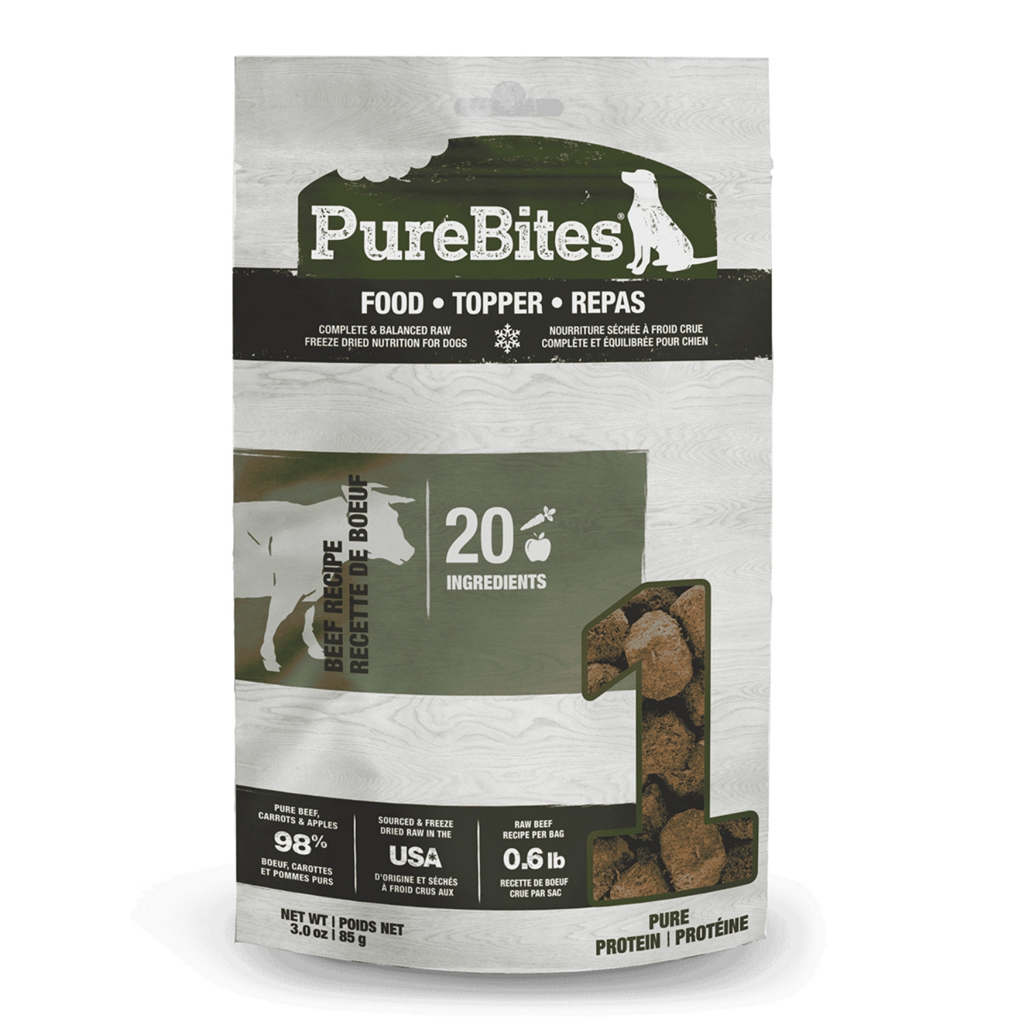 Picture of TREAT PUREBITES CANINE FREEZE DRIED BEEF RECIPE TOPPER - 3oz/85g