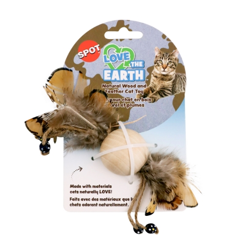 Picture of TOY CAT SPOT LOVE THE EARTH WOOD/FEATHER TOY