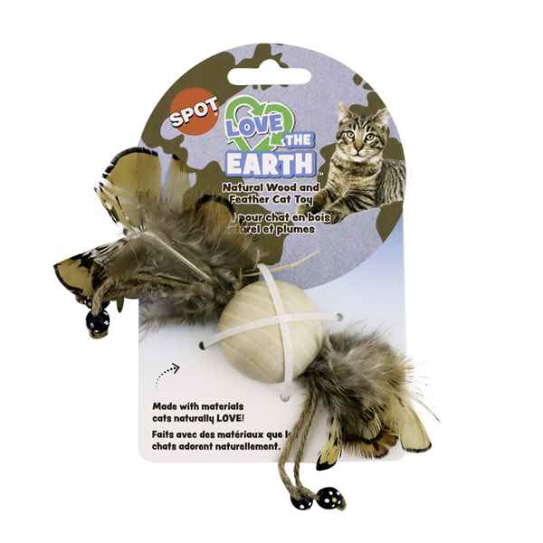 Picture of TOY CAT SPOT LOVE THE EARTH WOOD/FEATHER TOY