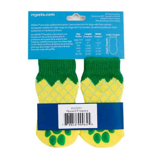 Picture of PAWks CANINE ANTI SLIP SOCKS Pineapple Small - 4/pk