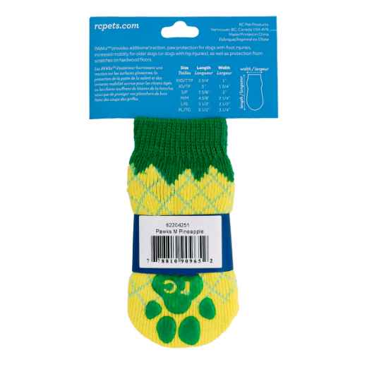 Picture of PAWks CANINE ANTI SLIP SOCKS Pineapple Medium - 4/pk