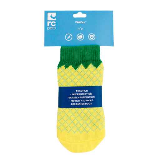 Picture of PAWks CANINE ANTI SLIP SOCKS Pineapple Large - 4/pk