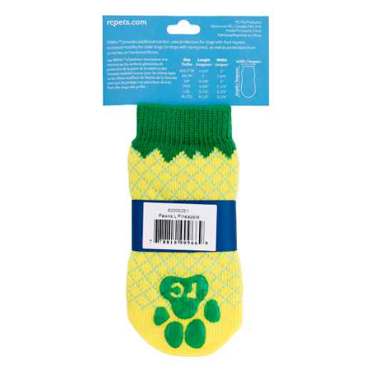 Picture of PAWks CANINE ANTI SLIP SOCKS Pineapple Large - 4/pk