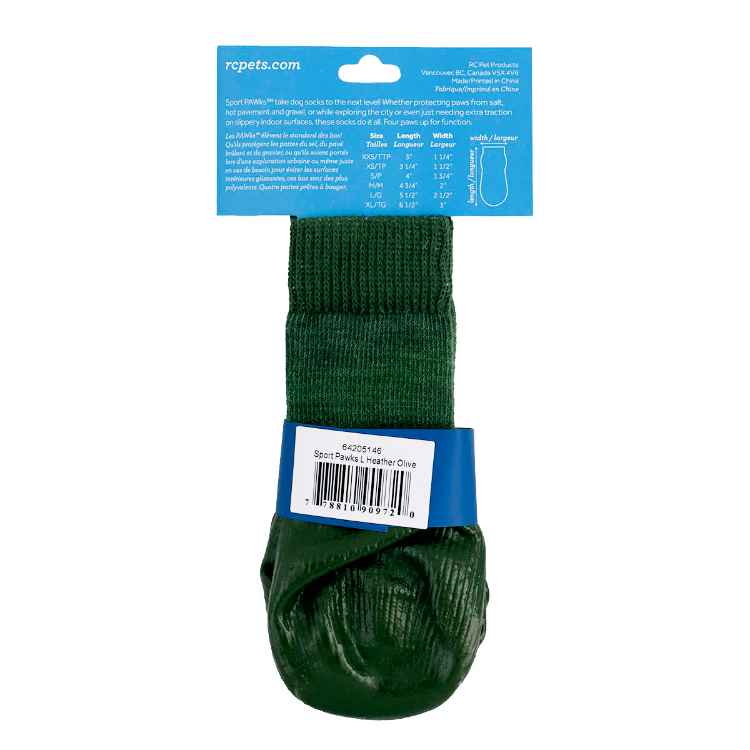Picture of PAWks CANINE SPORT ANTI SLIP SOCKS Olive Heather Large - 4/pk