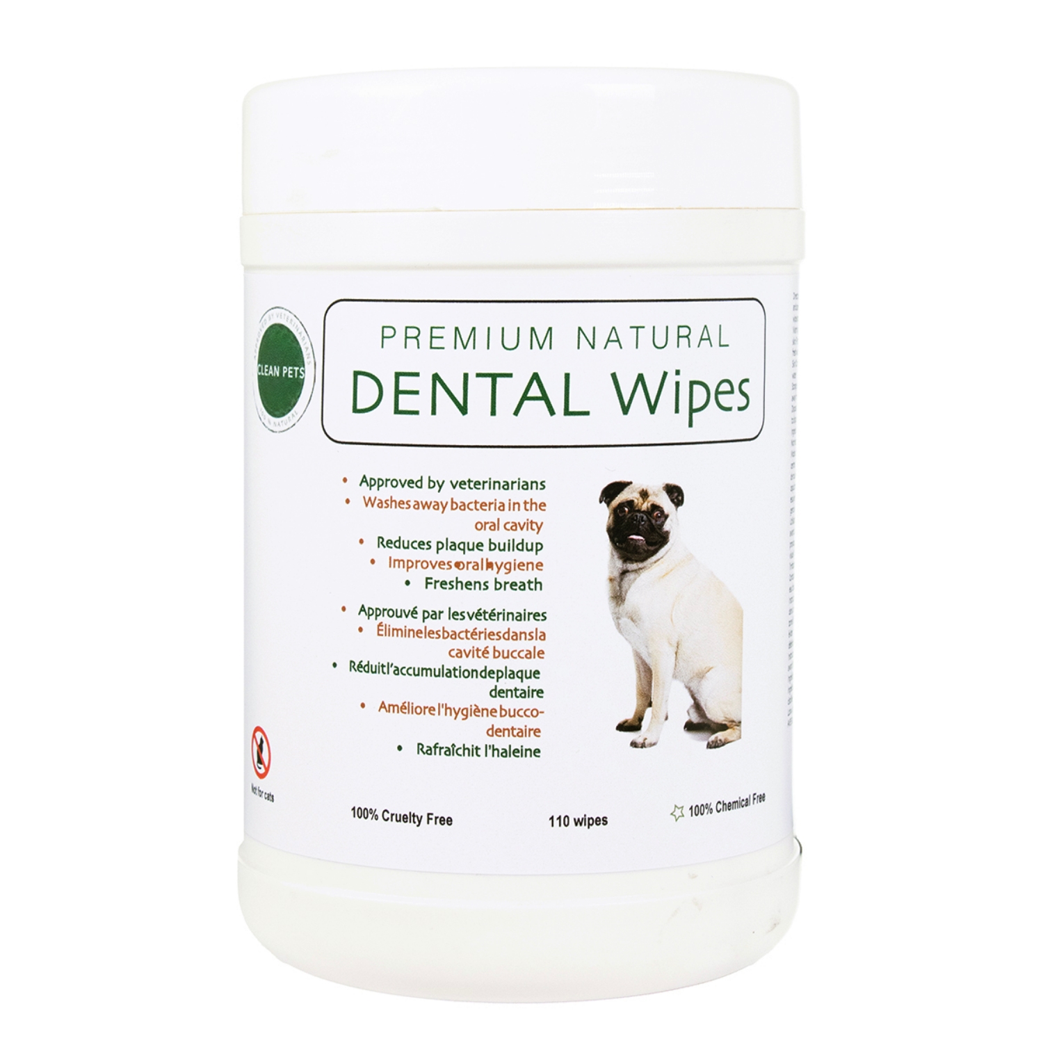 Picture of PREMIUM NATURAL DENTAL WIPES Canine - 110/cannister
