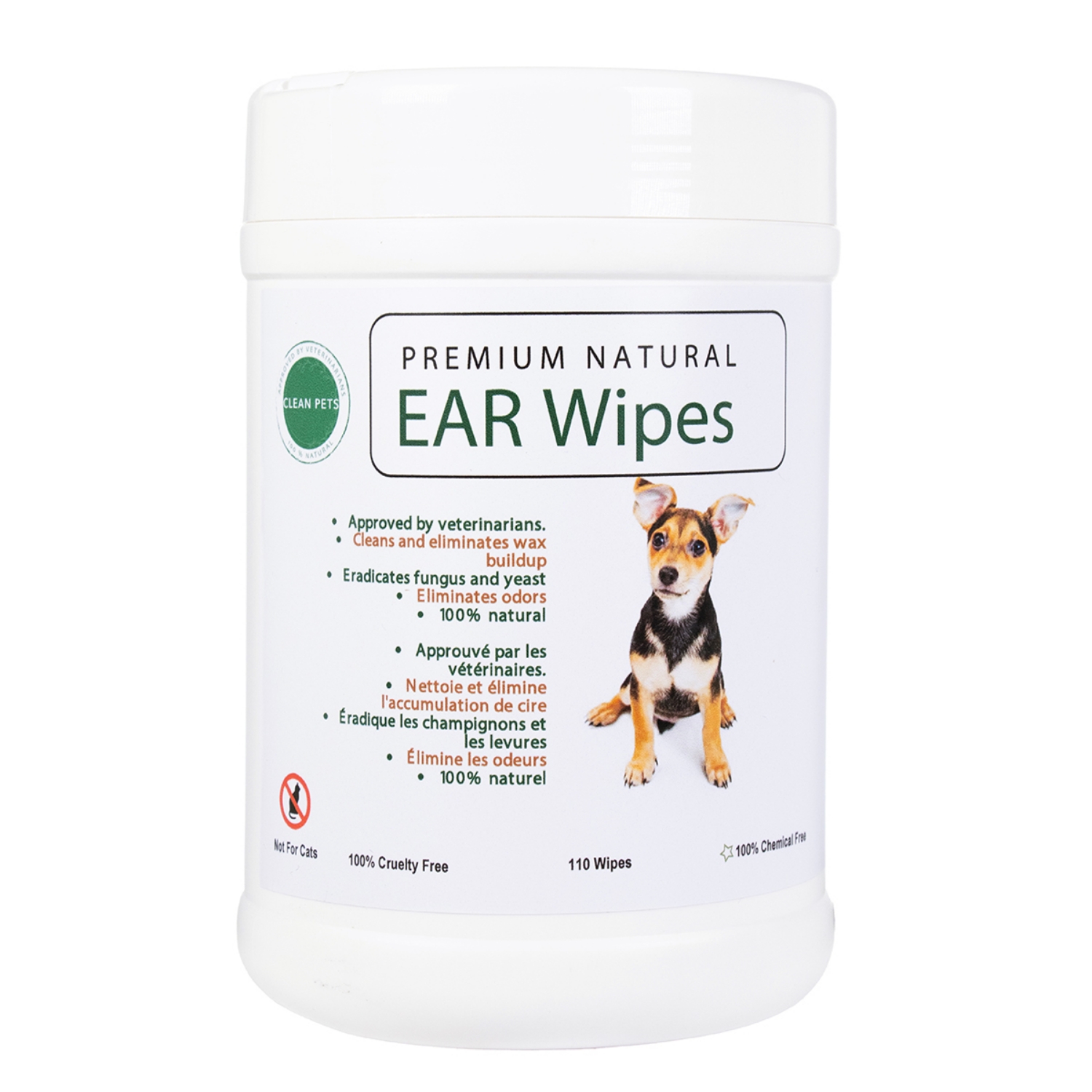 Picture of PREMIUM NATURAL EAR WIPES Canine - 110/cannister