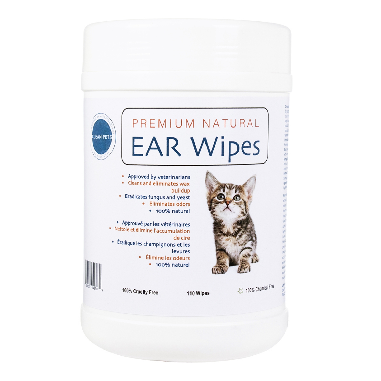 Picture of PREMIUM NATURAL EAR WIPES Feline - 110/cannister