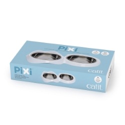 Picture of Bowl Cat Catit Pixi Double Diner White -  2 X 200ml/6.8oz