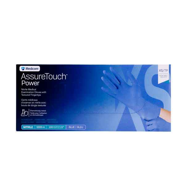 Picture of GLOVES EXAM NITRILE ASSURETOUCH EXCUFF BLUE XSMALL - 100s