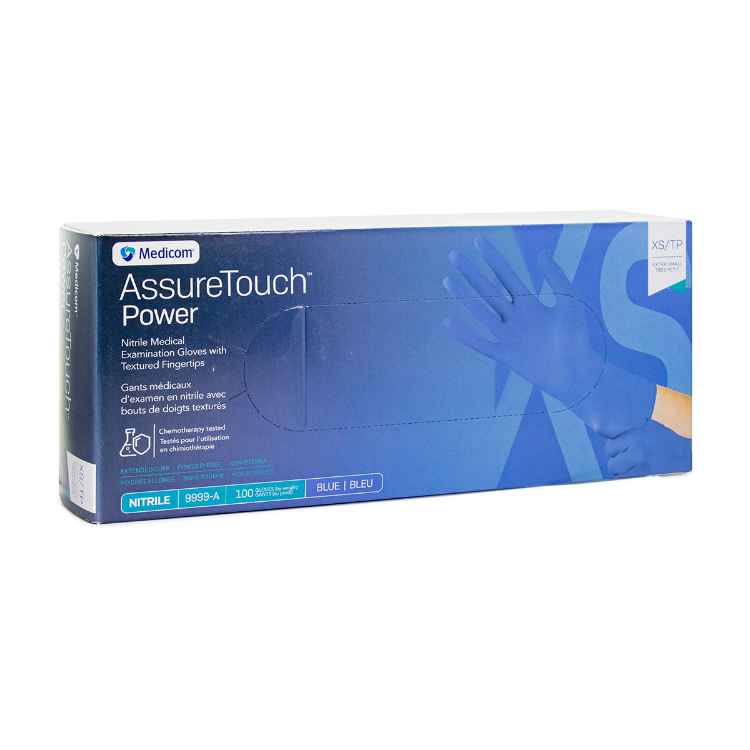 Picture of GLOVES EXAM NITRILE ASSURETOUCH EXCUFF BLUE XSMALL - 100s