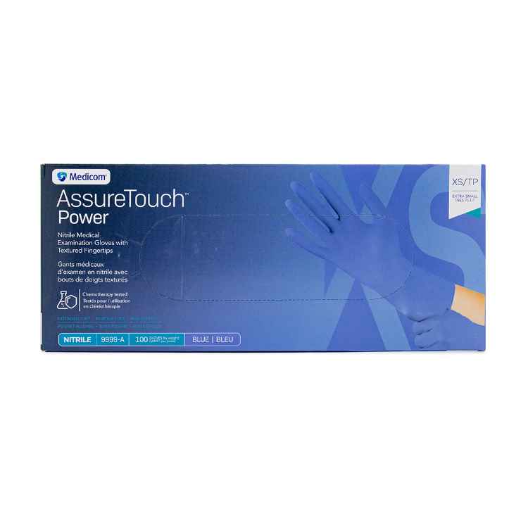 Picture of GLOVES EXAM NITRILE ASSURETOUCH EXCUFF BLUE XSMALL - 100s