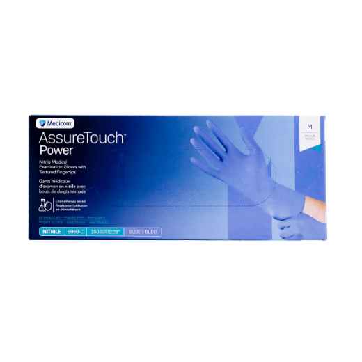 Picture of GLOVES EXAM NITRILE ASSURETOUCH EXCUFF BLUE MEDIUM - 100s