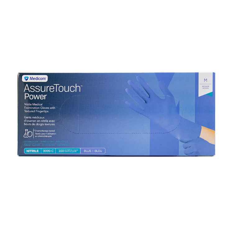 Picture of GLOVES EXAM NITRILE ASSURETOUCH EXCUFF BLUE MEDIUM - 100s