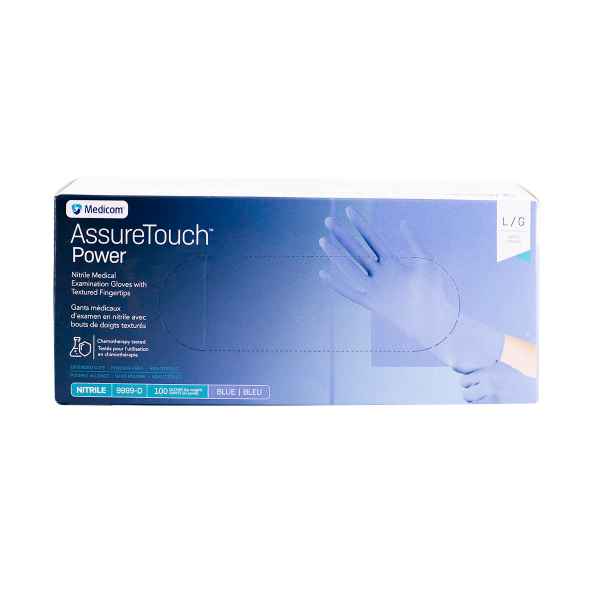 Picture of GLOVES EXAM NITRILE ASSURETOUCH EXCUFF BLUE LARGE - 100s