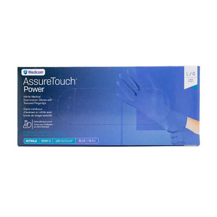 Picture of GLOVES EXAM NITRILE ASSURETOUCH EXCUFF BLUE LARGE - 100s