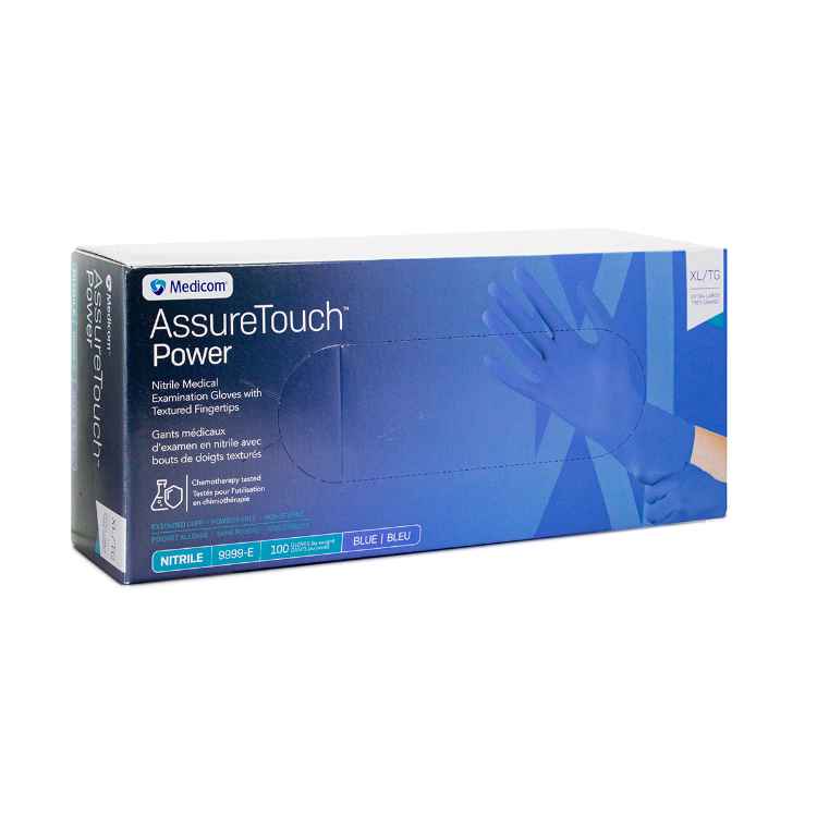 Picture of GLOVES EXAM NITRILE ASSURETOUCH EXCUFF BLUE XLARGE - 100s (su20)