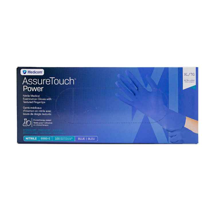 Picture of GLOVES EXAM NITRILE ASSURETOUCH EXCUFF BLUE XLARGE - 100s (su20)