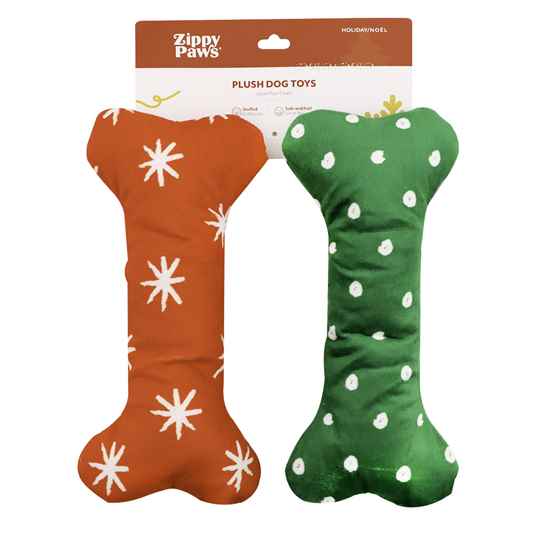 Picture of XMAS HOLIDAY CANINE ZIPPYPAW Holiday Patterned Bone Large - 2/pk 