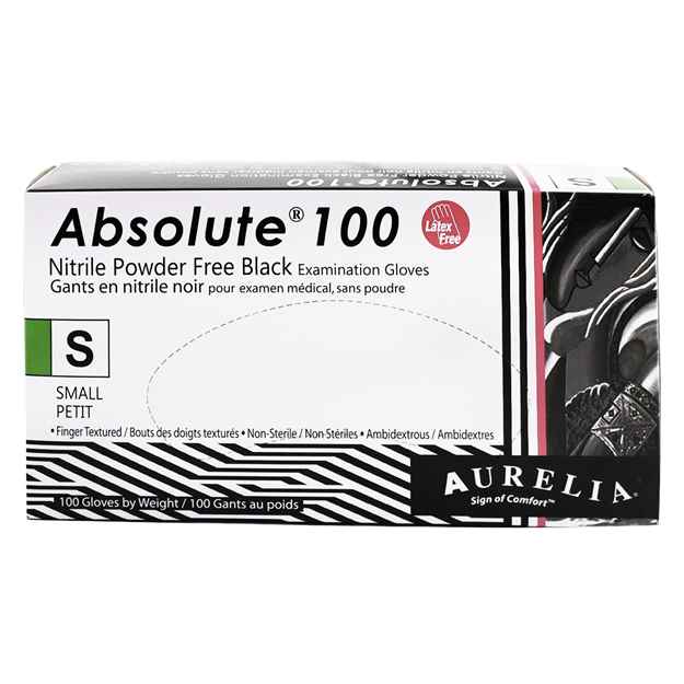 Picture of GLOVES EXAM AURELIA NITRILE ABSOLUTE BLACK Small - 100/box