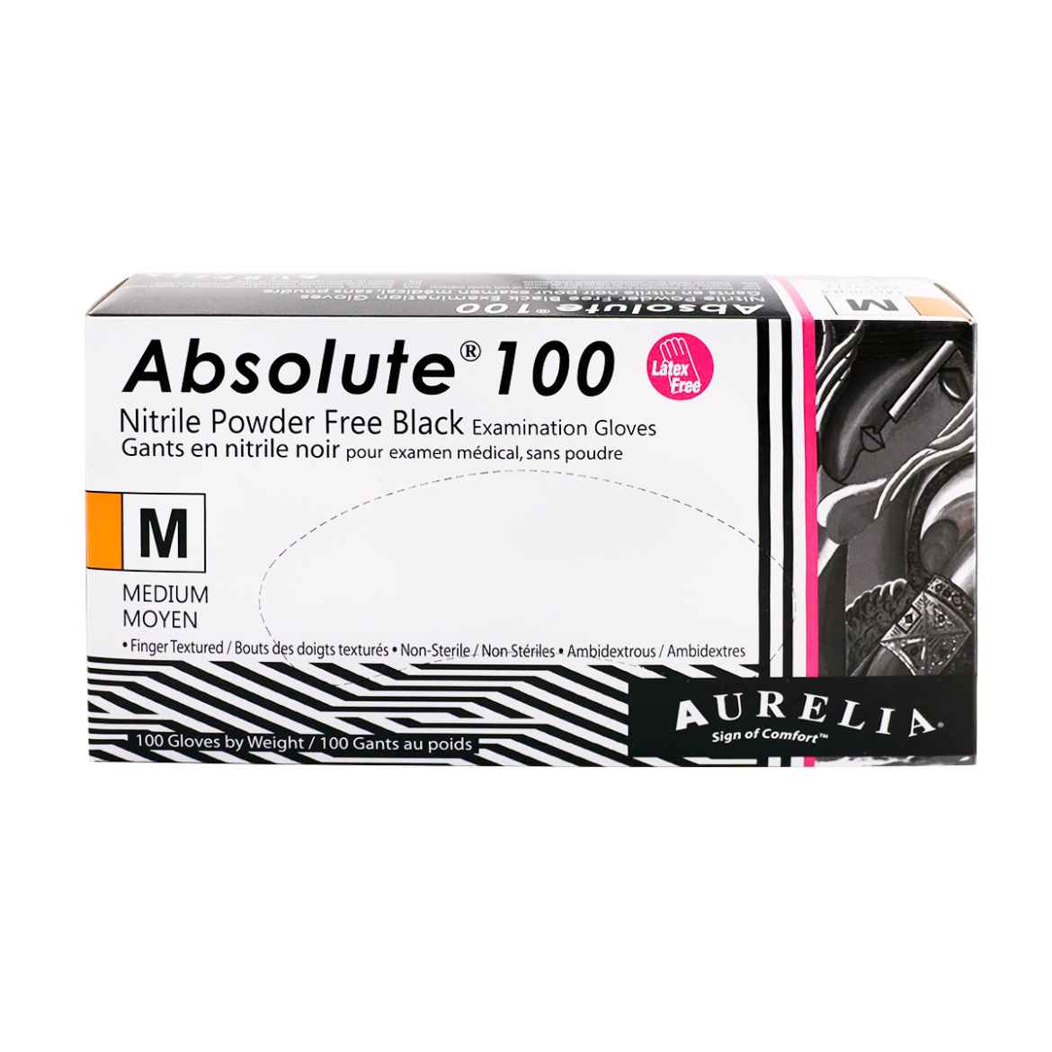 Picture of GLOVES EXAM AURELIA NITRILE ABSOLUTE BLACK Medium - 100/box