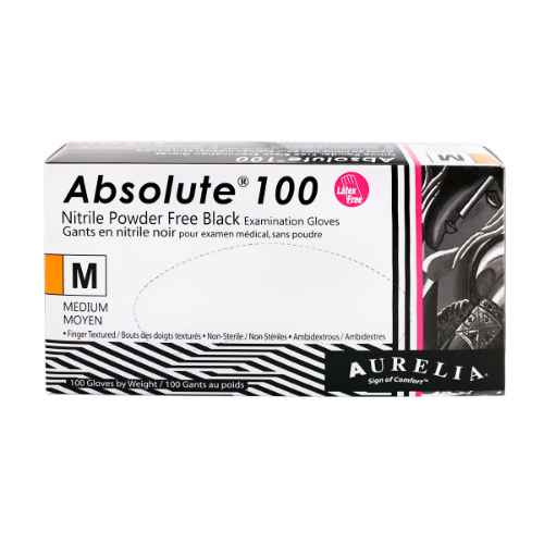 Picture of GLOVES EXAM AURELIA NITRILE ABSOLUTE BLACK MEDIUM - 100s