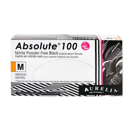 Picture of GLOVES EXAM AURELIA NITRILE ABSOLUTE BLACK Medium - 100/box