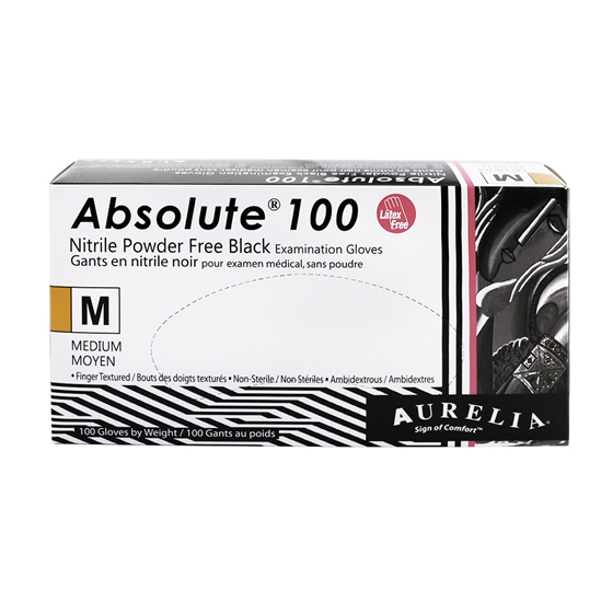 Picture of GLOVES EXAM AURELIA NITRILE ABSOLUTE BLACK MEDIUM - 100s