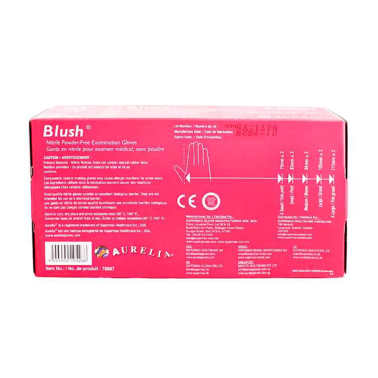 Picture of GLOVES EXAM AURELIA NITRILE BLUSH PINK X-Small - 200/box