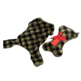 Show details for XMAS HOLIDAY CANINE ELF GREEN PLAID PJ'S & STOCKING SET - X Small Picture of XMAS HOLIDAY CANINE ELF GREEN PLAID PJ'S & STOCKING SET - X Small