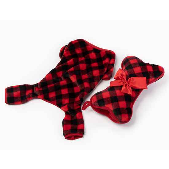 Picture of XMAS HOLIDAY CANINE ELF RED PLAID PJ'S & STOCKING SET - X Small