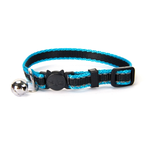 Picture of COLLAR CAT SIMON'S NYLON SNAG FREE BREAKAWAY Adj Reflective Blue - each