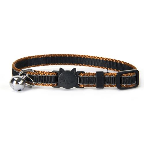 Picture of COLLAR FELINE SIMON'S NYLON SNAG FREE BREAKAWAY Adjustable - Reflective Gold