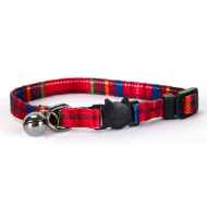 Picture of COLLAR FELINE SIMON'S NYLON SNAG FREE BREAKAWAY Adjustable - Plaid Red