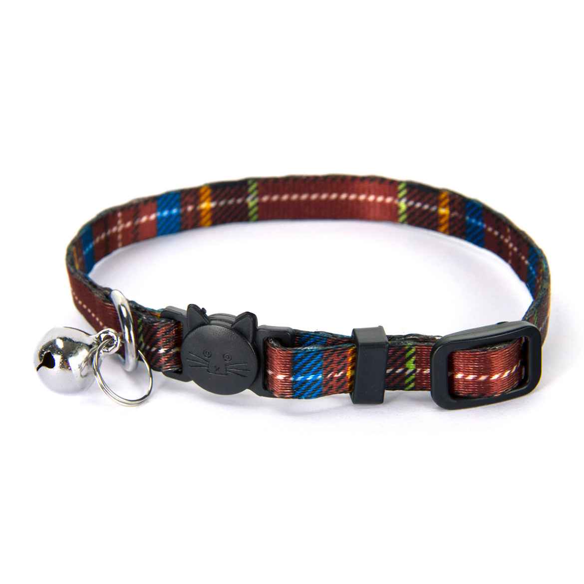 Picture of COLLAR FELINE SIMON'S NYLON SNAG FREE BREAKAWAY Adjustable - Plaid Bronze