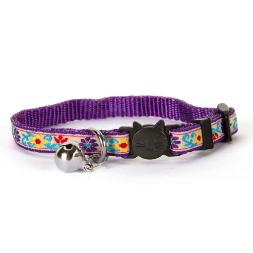 Picture of COLLAR CAT SIMON'S NYLON SNAG FREE BREAKAWAY Adj Flower Purple - each